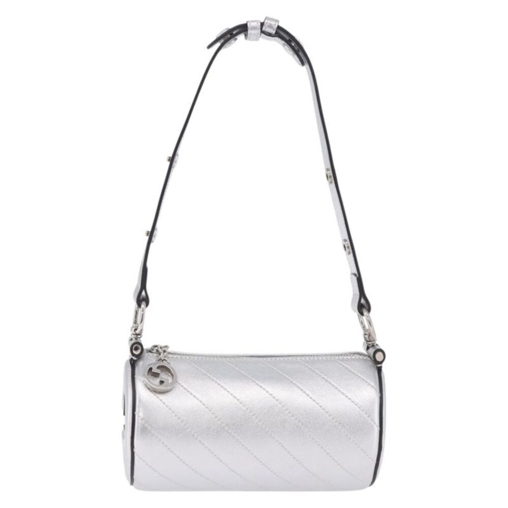 Gucci Blondie Diagonal Quilted Leather Silver Leather Shoulder Bag Bag